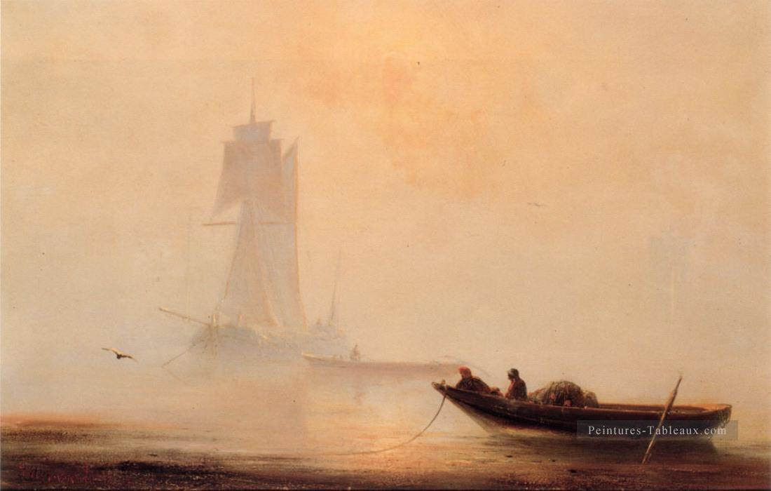 Ivan Aivazovsky bateaux de pêche dans un port Paysage marin Peintures à l'huile